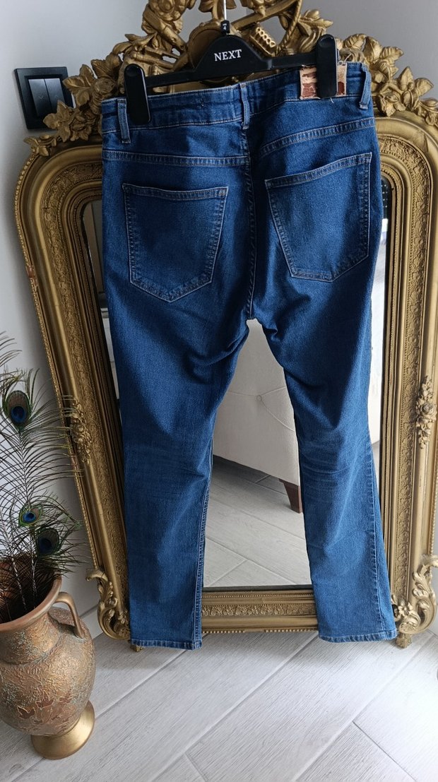 Erkek Mavi Dar Kesim Kot Pantolon - Görsel 3