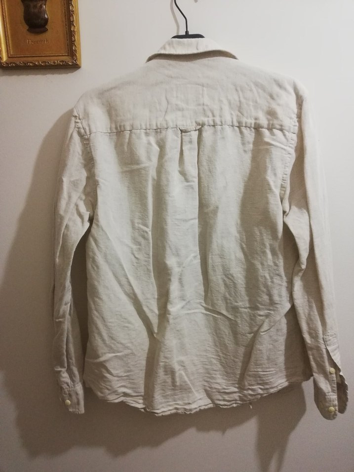 Erkek Krem Keten Uzun Kollu Gömlek - Görsel 4