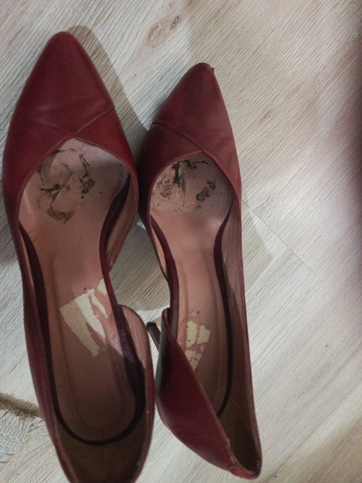 Bordo Deri Stiletto Kadın Ayakkabı içindeki bant izleridir - Görsel 5