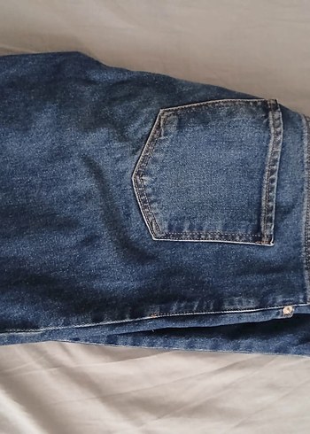 m Beden mavi Renk Kadın Mavi Parlak Rahat Bol Kesim Jean
