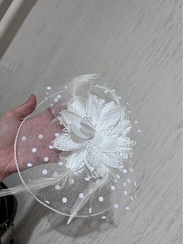 Nikah şapkası ve incili tül eldiven - Görsel 5