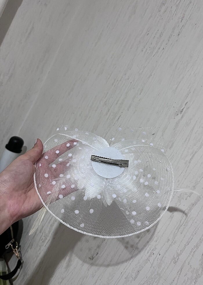 Nikah şapkası ve incili tül eldiven - Görsel 4