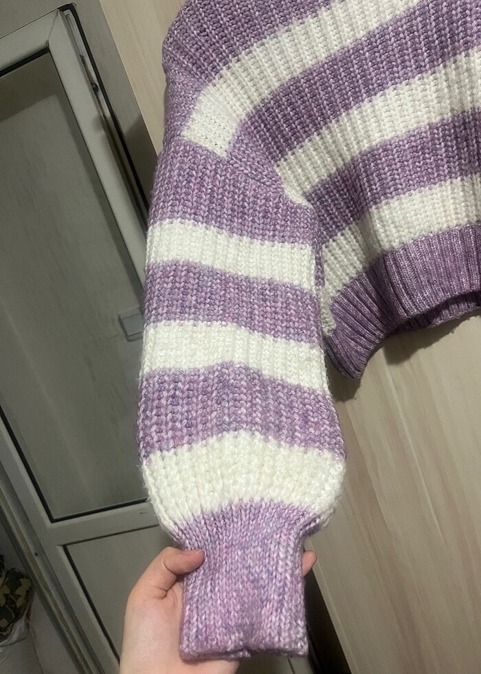 MAVİ MOR BEYAZ KAZAK - Görsel 2