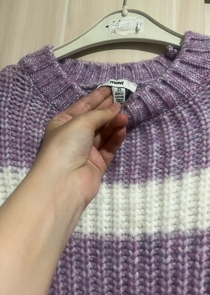 MAVİ MOR BEYAZ KAZAK - Görsel 3