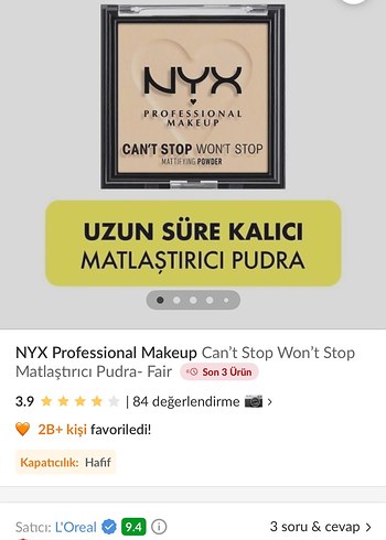NYX Matlaştırıcı Pudra Cant Stop Wont Stop - Görsel 4