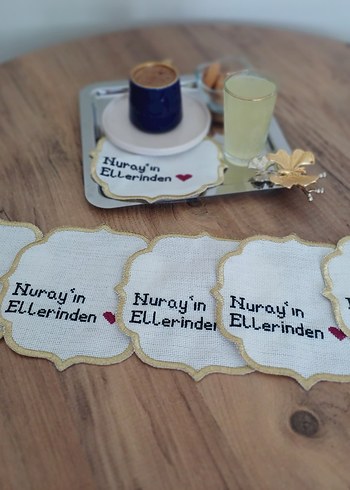 Nakışlı Vintage Beyaz Bardak Altlığı