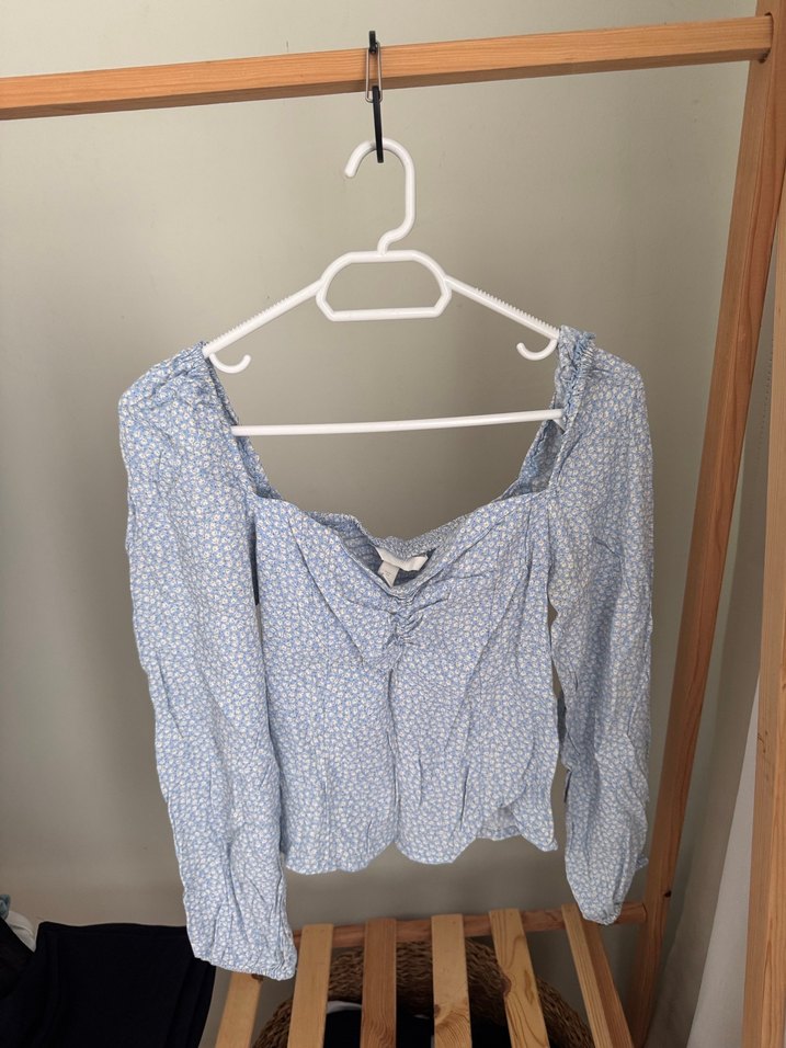 H&M bebek mavisi ince bluz - Görsel 3