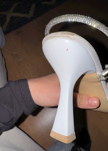 Beyaz taşlı abiye ayakkabı - Görsel 4