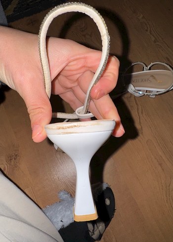 Beyaz taşlı abiye ayakkabı - Görsel 5