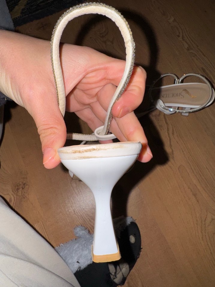 Beyaz taşlı abiye ayakkabı - Görsel 5