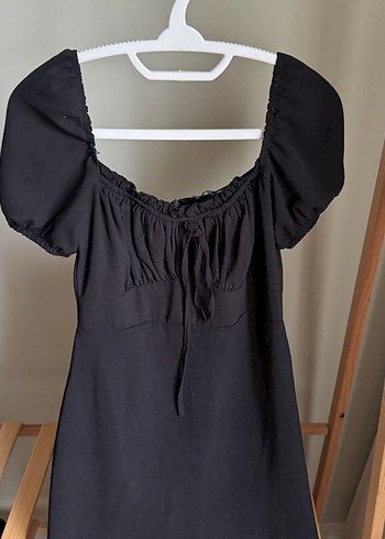 Kısa Kollu Siyah Mini Elbise - Görsel 3