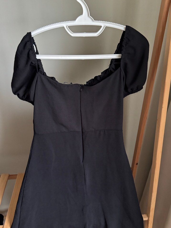 Kısa Kollu Siyah Mini Elbise - Görsel 2