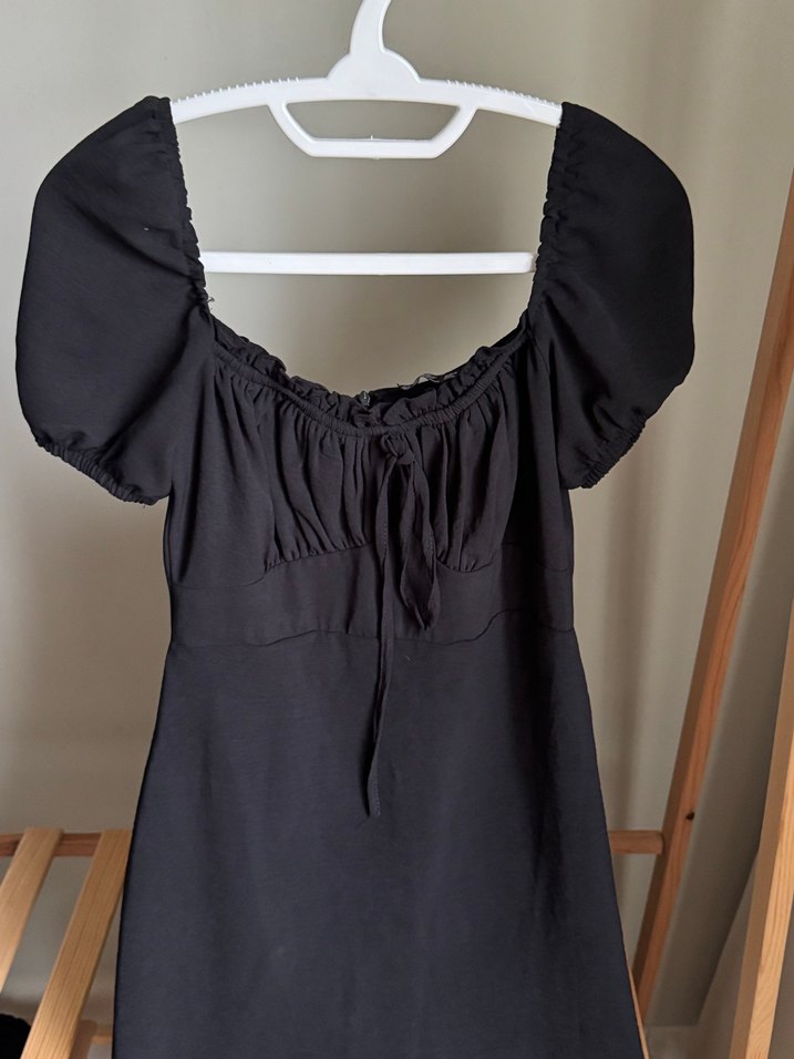 Kısa Kollu Siyah Mini Elbise - Görsel 3