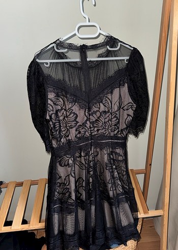 Dantel Detaylı Siyah Gotik Mini Elbise - Görsel 3