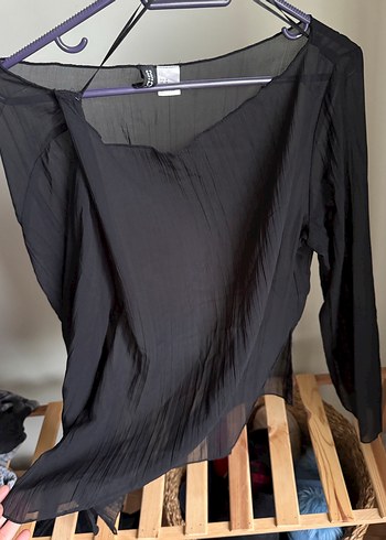 H&M Siyah Transparan Bluz - Görsel 6