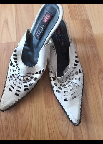 Beyaz Yılan Desenli Bağcıklı Kadın Dolgu Topuklu Stiletto - Görsel 2