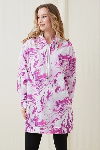 Batik Desenli Kapüşonlu Sweatshirt