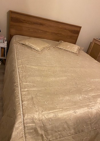 İşlemeli Bej Parlak Yatak Örtüsü - Görsel 3