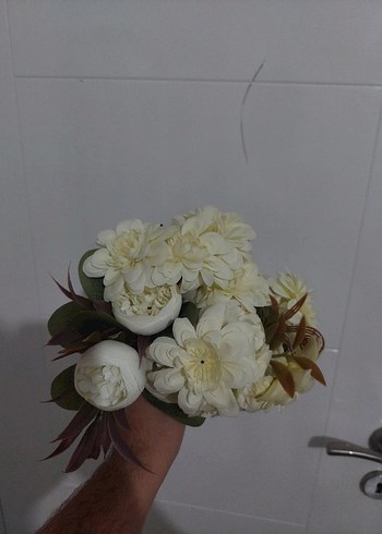 Beden Dantel Detaylı Beyaz Bohem Gelin Çiçeği Özel Gün Buket Çiçek