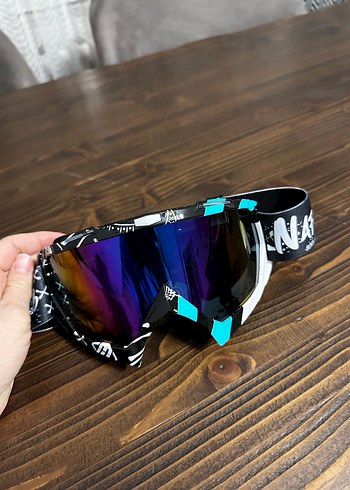 Renkli Camlı Beyaz Bağcıklı  Kayak Gözlüğü - Görsel 5