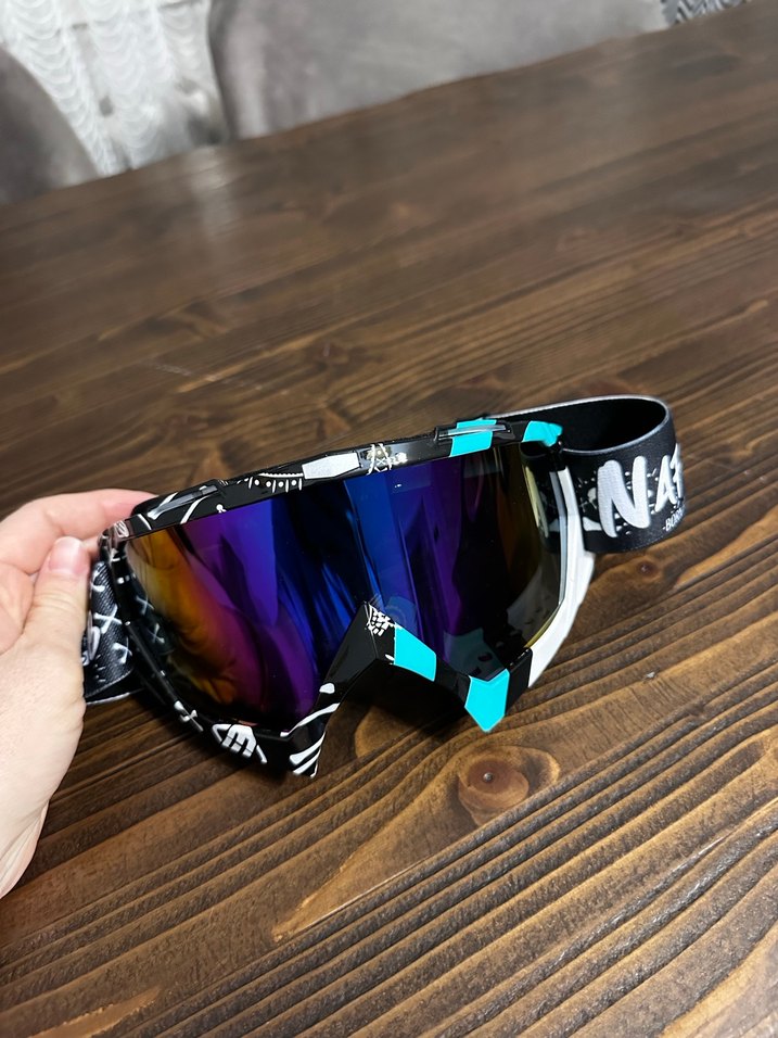 Renkli Camlı Beyaz Bağcıklı  Kayak Gözlüğü - Görsel 5