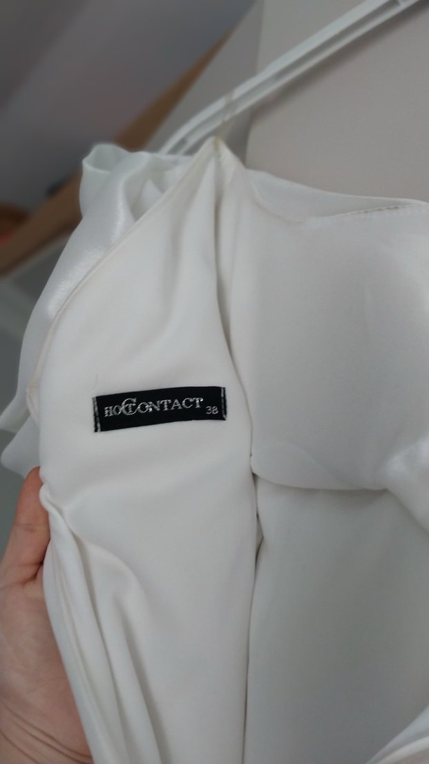 Beyaz Straplez Drapeli Uzun Abiye Elbise - Görsel 5