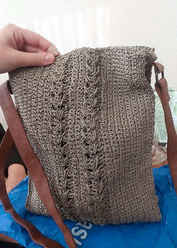 Beden kahverengi Renk Bohem el Örgü Gri Kahverengi Kol Çantası