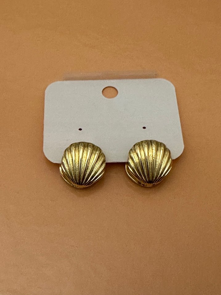 Turkuaz Mini Vintage deniz Kabuğu Küpe - Görsel 2