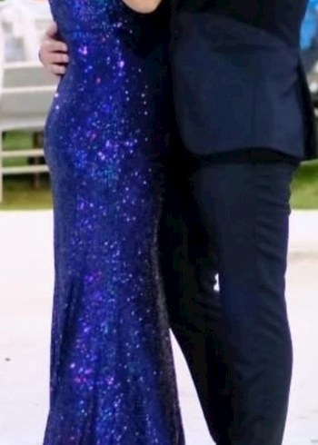 Parlak Mor Uzun Askılı Abiye Elbise - Görsel 2