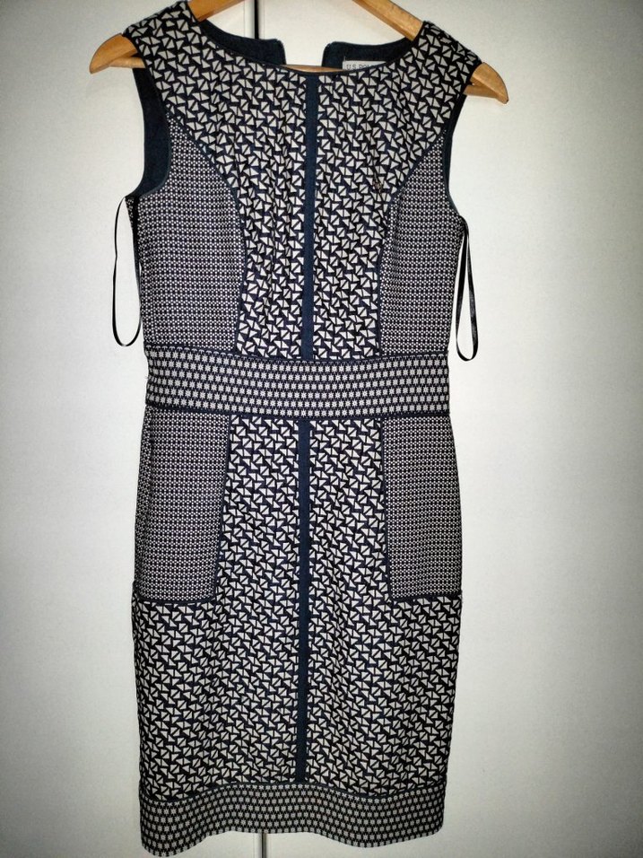 Gri Desenli Kemerli Midi Kalem Elbise - Görsel 2