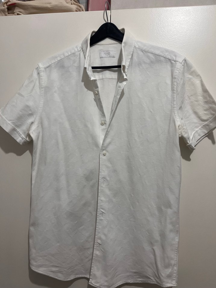 Erkek Keten Beyaz Kısa Kollu Gömlek - Görsel 4