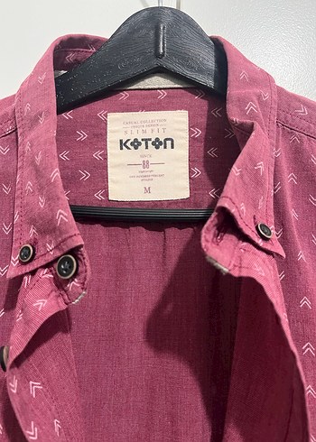 Bordo Pamuklu Kısa Kollu Düğmeli Erkek Gömlek - Görsel 3