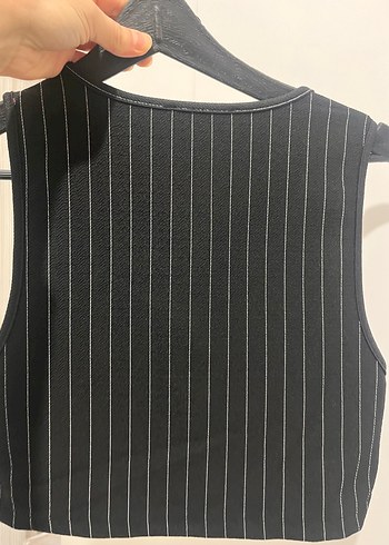 Düğmeli Çizgili Kadın Yelek - Görsel 2