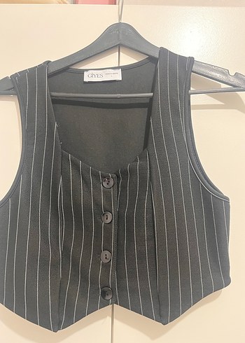 Düğmeli Çizgili Kadın Yelek - Görsel 5