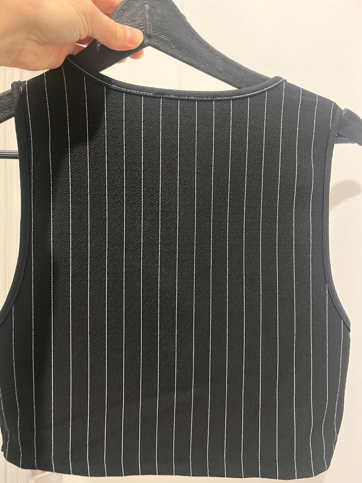 Düğmeli Çizgili Kadın Yelek - Görsel 2