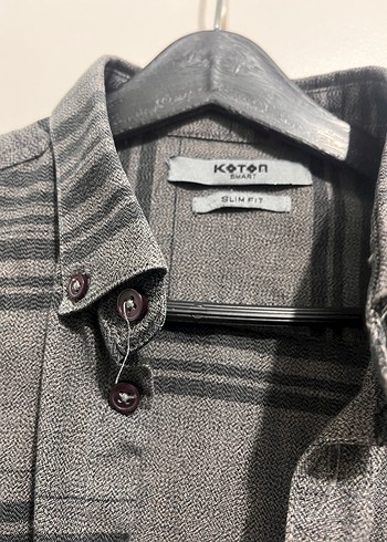 Gri Çizgili Düğmeli Erkek Gömlek - Görsel 3