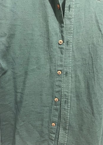 Erkek Yeşil Denim Gömlek, Uzun Kollu, Rahat Kesim - Görsel 5