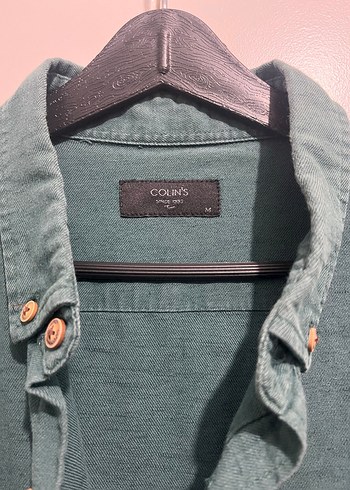 Erkek Yeşil Denim Gömlek, Uzun Kollu, Rahat Kesim - Görsel 3