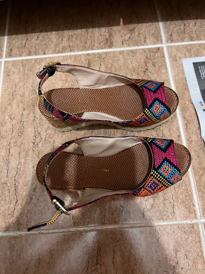 Renkli Bohem Dolgu Topuklu Kadın Sandalet - Görsel 2