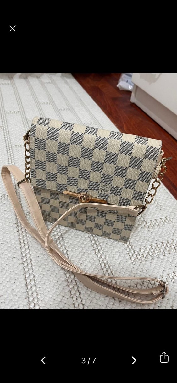 Klasik Beyaz Kareli Deri Kadın Çanta - Görsel 2