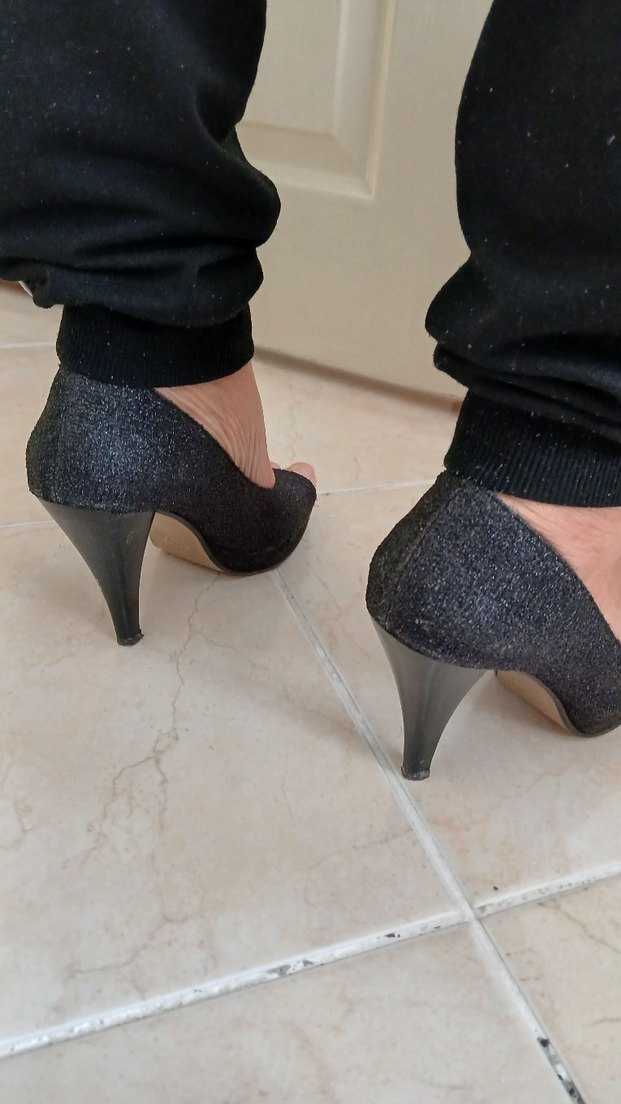 Forelli Siyah Payetli  pırıltılı Topuklu Ayakkabı - Görsel 2