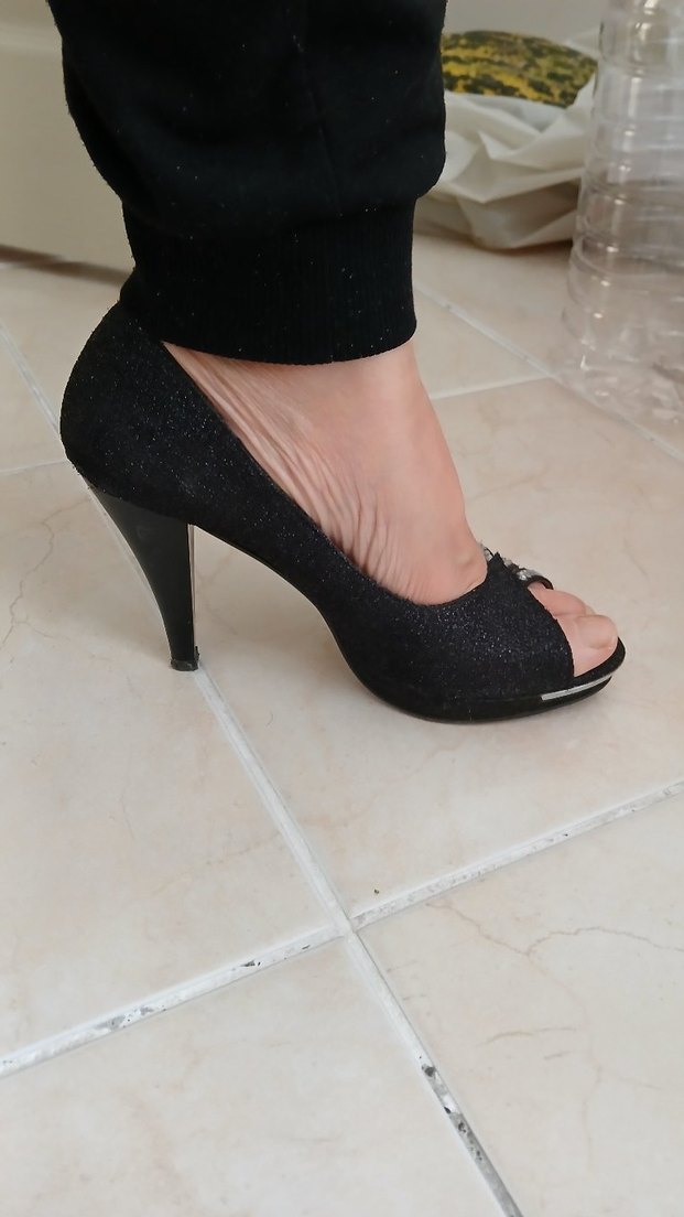 Forelli Siyah Payetli  pırıltılı Topuklu Ayakkabı - Görsel 3