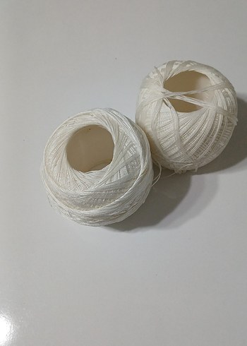 Beyaz El İşi İpliği Topları 60 numara parlak ip 2 si 200tl - Görsel 6