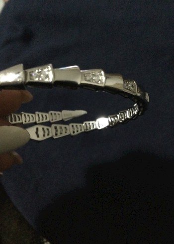 Gümüş Yılan Desenli Zincirli Kadın El Zinciri - Görsel 3