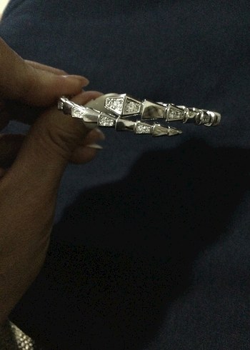 Gümüş Yılan Desenli Zincirli Kadın El Zinciri - Görsel 2