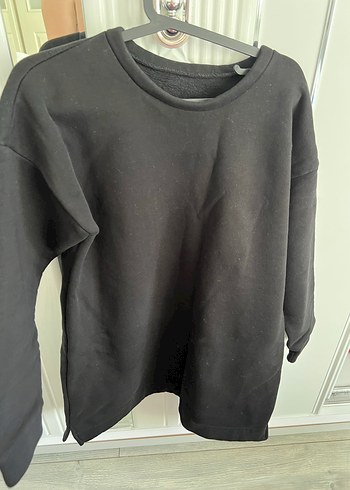 Diğer Siyah Kadın Sweatshirt, Bisiklet Yaka, Rahat Kesim
