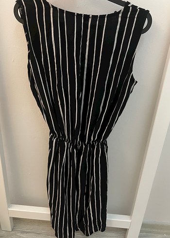 Siyah Çizgili V Yaka Kadın elbise - Görsel 4