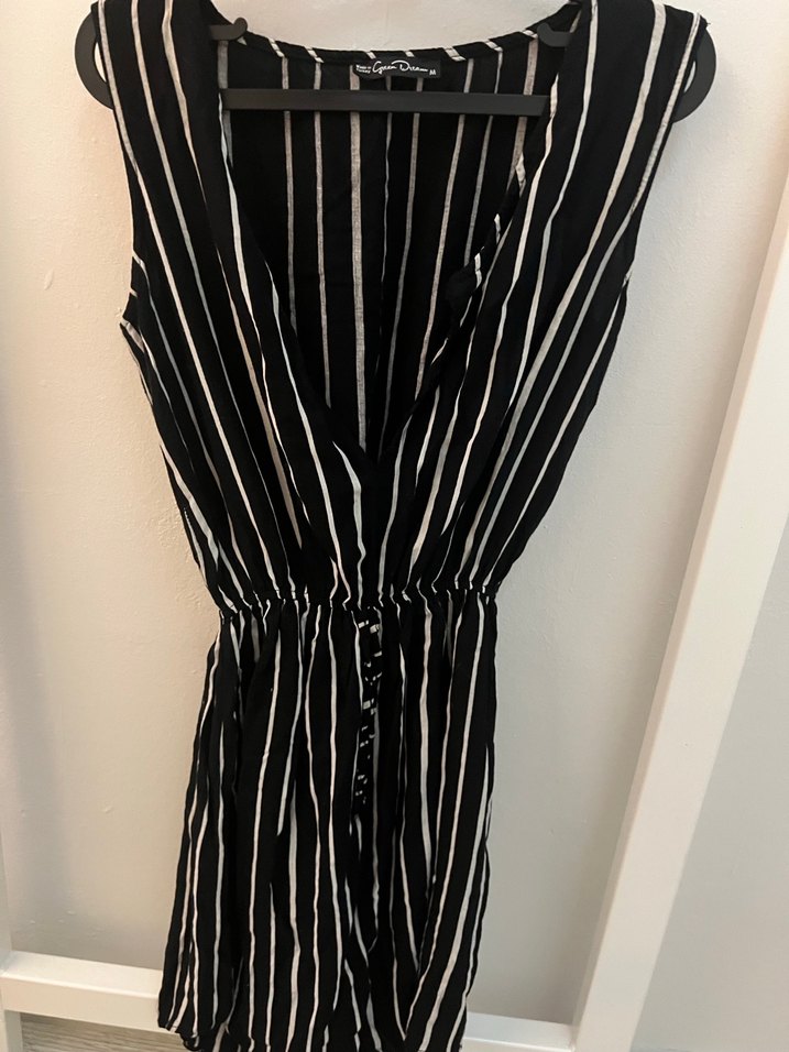 Siyah Çizgili V Yaka Kadın elbise - Görsel 5