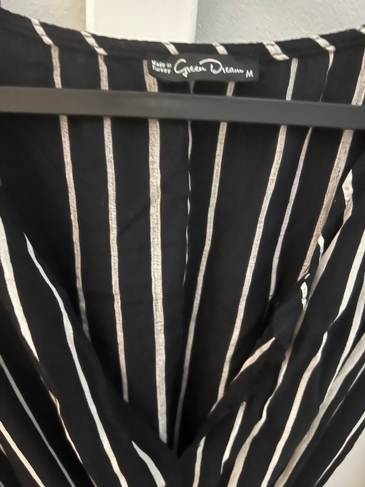 Siyah Çizgili V Yaka Kadın elbise - Görsel 3