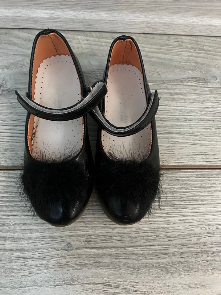 Kız Çocuk Siyah Tüylü Babet Ayakkabı - Görsel 2